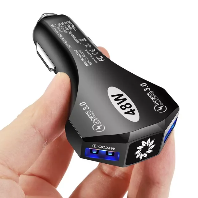 

48W USB Charger Car Charger 2 Ports Fast Charging For iPhone 13 12 11 P40 Charge 3.0 USB Car Charge