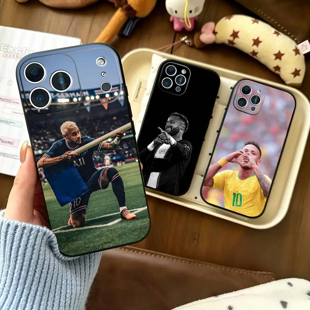 Фото Чехол для телефона 10-N-Неймар Футбол для iPhone 17, 16, 15, 14, 13, 12, 11 Plus, Pro Max и других моделей, мягкий черный чехол №1
