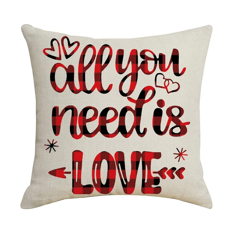 

45X45cm Romantic Valentines Day Pillowcase Linen Love Print Cushion Cover Decor Home Pillow Cases For Sofa Car Gift