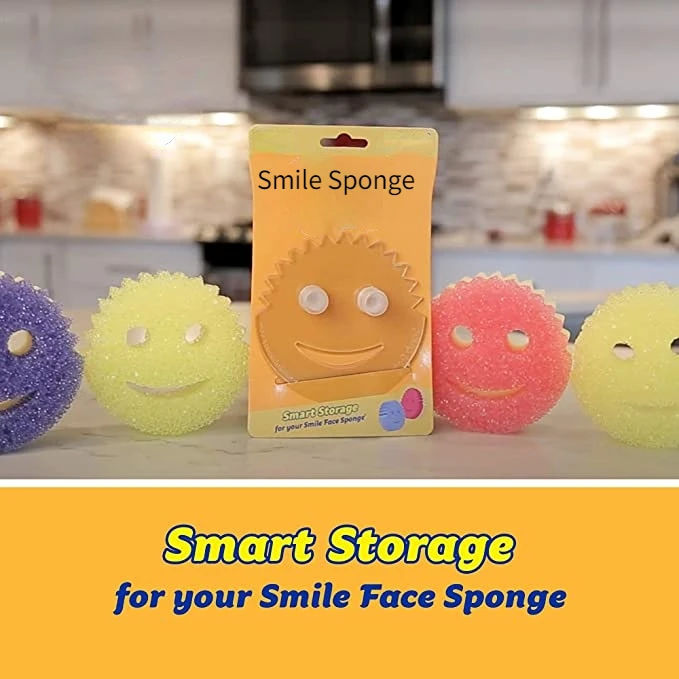 

Magic Smile Sponge Brush Dishwashing Scourer Smiley Kitchen Cleaning Tools Powerful Scouring Pad estropajo cara sonriente