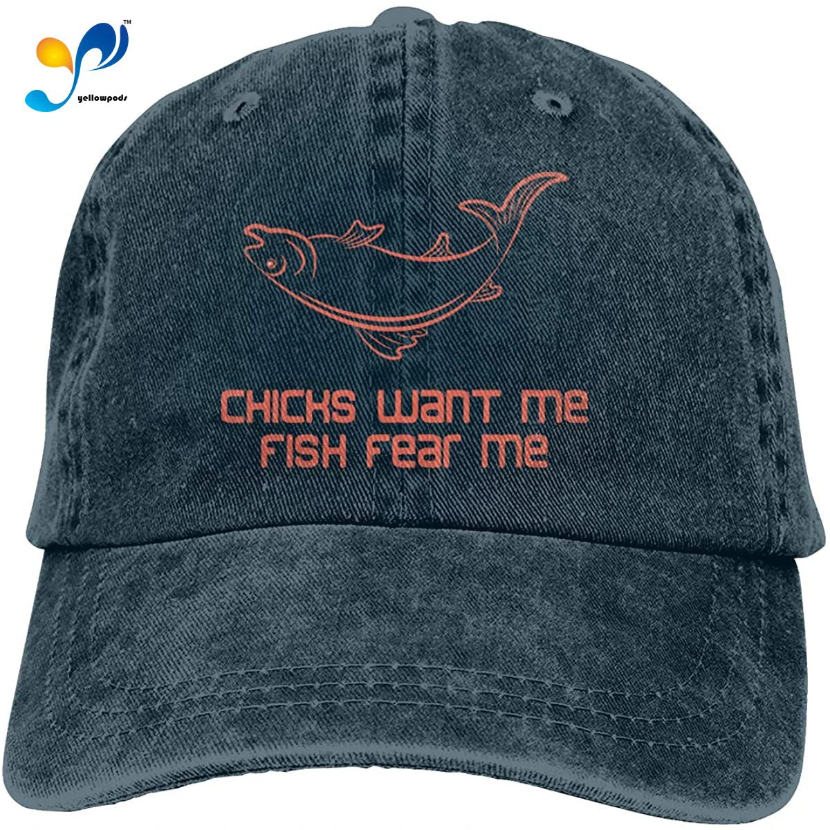 

Chicks Want Me Fish Fear Me Print Vintage Lovely Men & Women Adjustable Denim Dad Hat Cotton Baseball Cap Navy