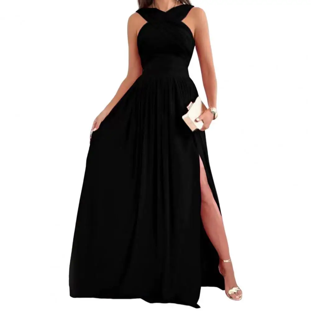 

Fashion Women Long Dress Loose Hem Dress High Split High Waist Dress Women vestidos elegantes para mujer