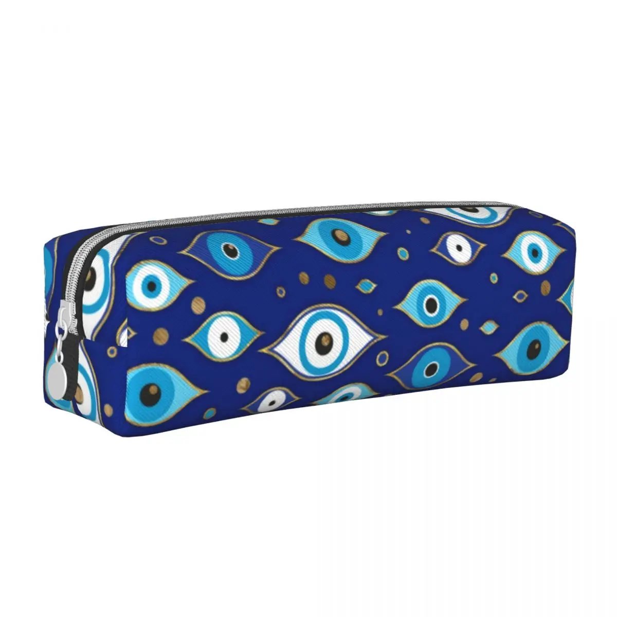 

Blue Evil Eye Square Pencil Case Greek Mati Mataki Teens Cool Leather Pencil Box University Zipper Pen Bags
