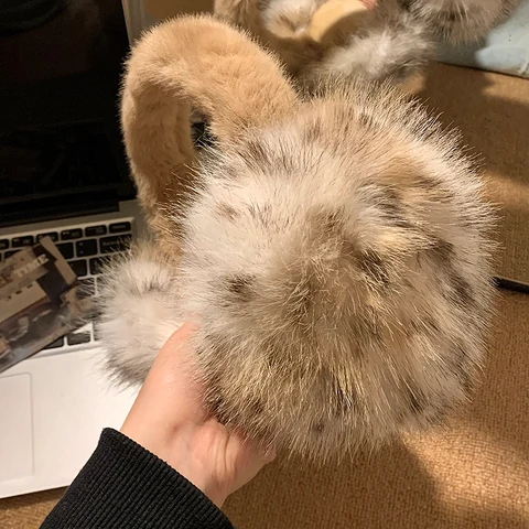 Леопардовые утепленные наушники  Y2K