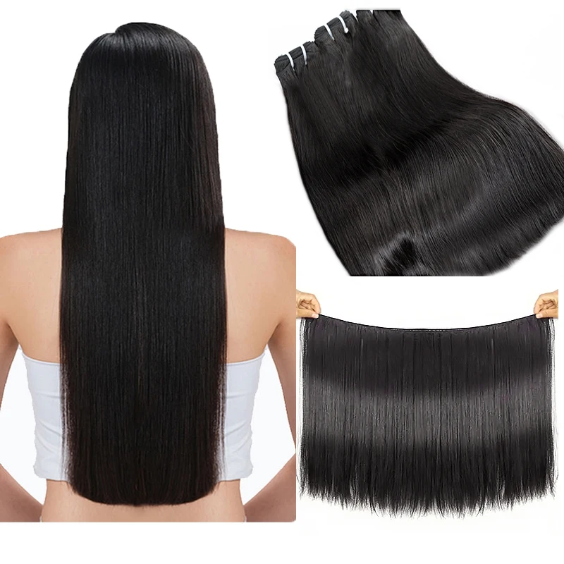 100% натуральные человеческие волосы для наращивания с двойным плетением черные