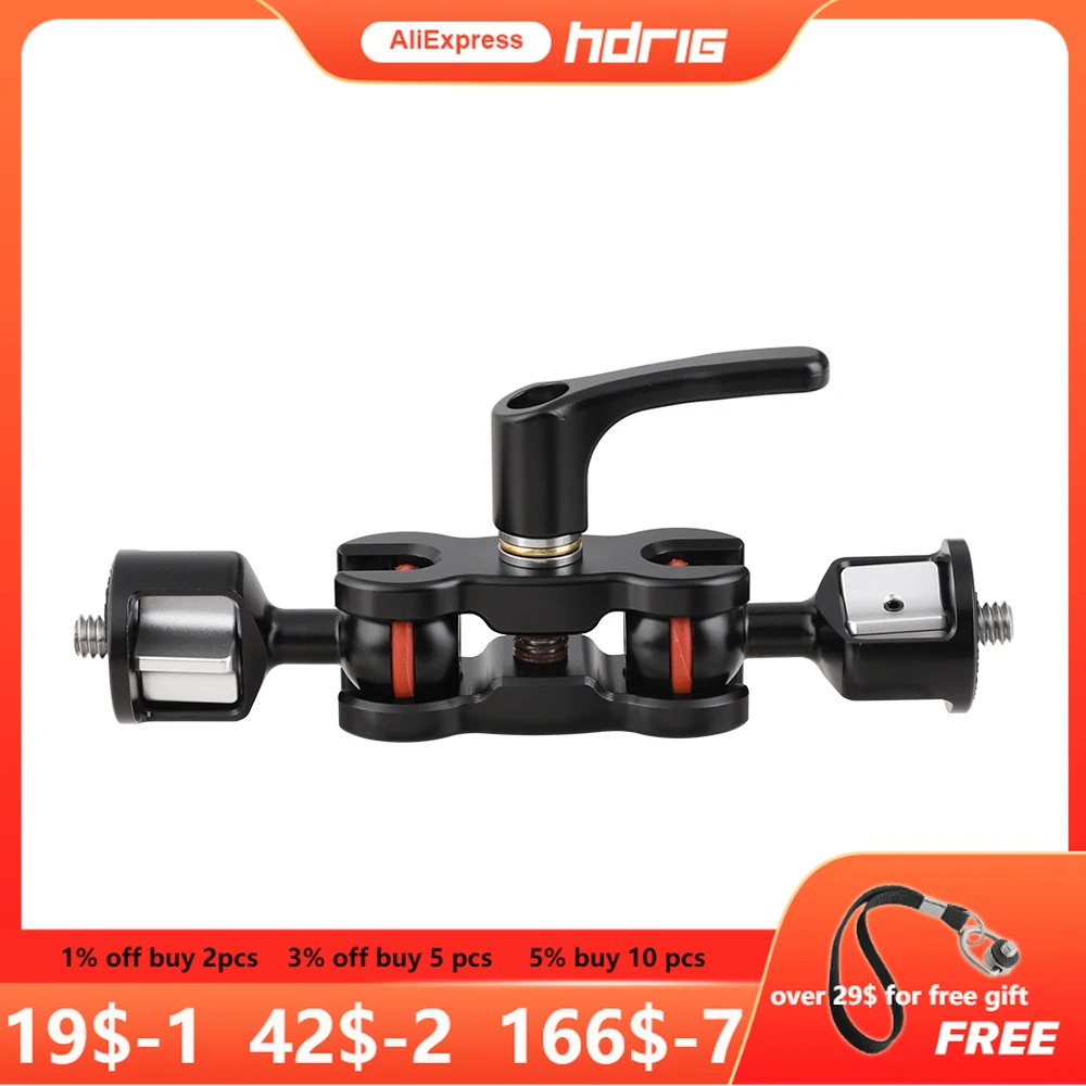 

HDRIG алюминиевый шарнирный магический рычаг с двойной шаровой головкой 1/4 "-20 Thumbscrew Mount для аксессуаров DSLR камеры