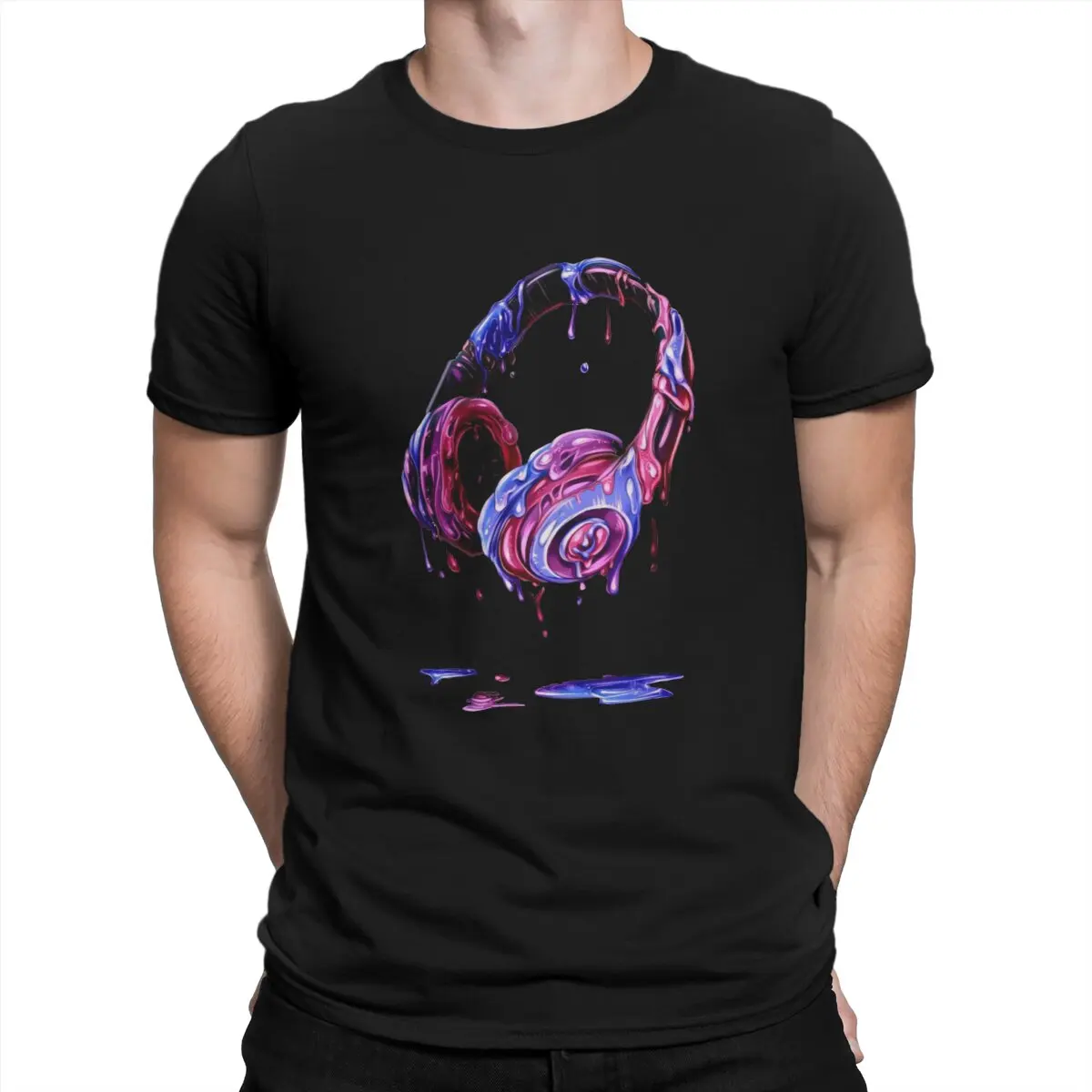 

Rock Headphone Man's TShirt Hip Hop Dance Music O Neck Tops 100% Cotton T Shirt Humor High Quality Gift Idea