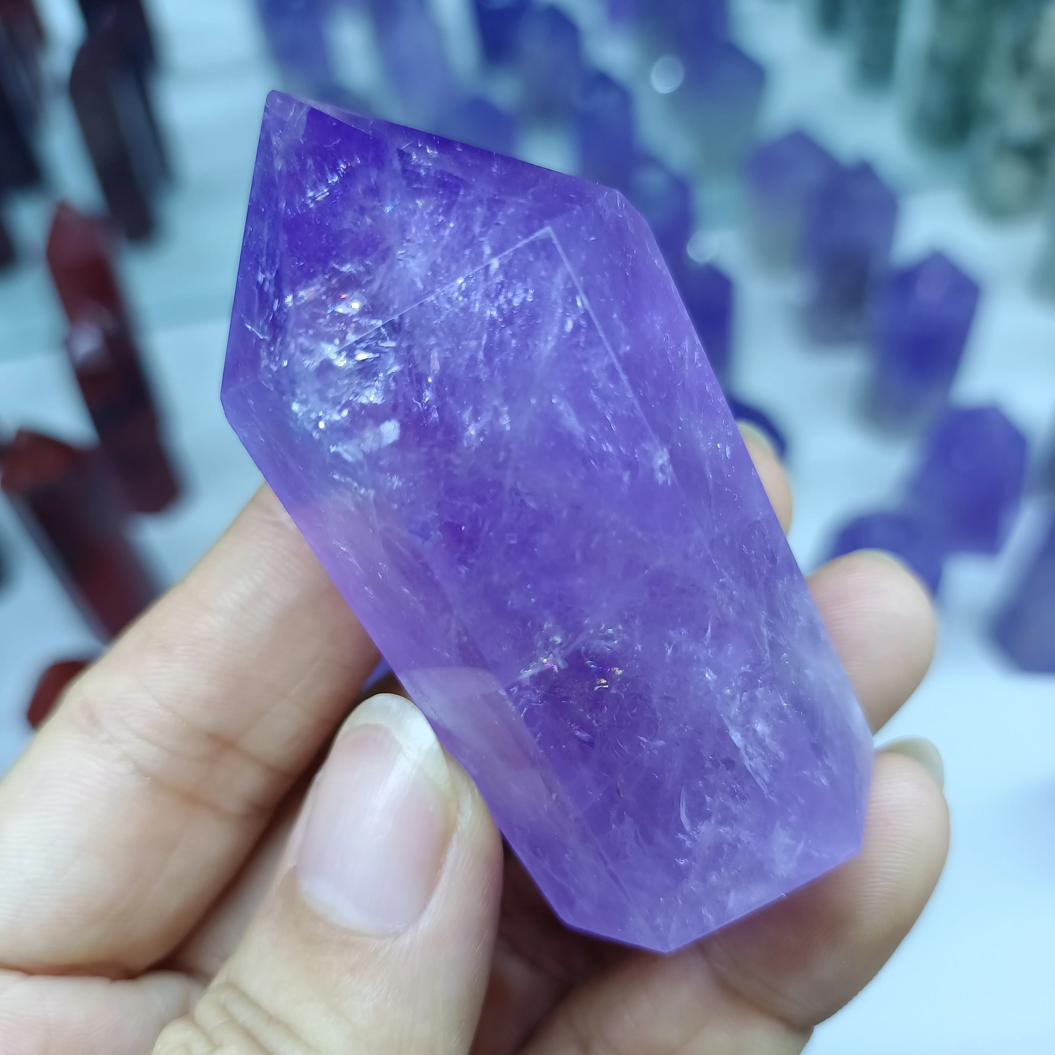 

NATURAL PURPLE AMETHYST WAND HEALING STONE HOME CRAFT DECORATION