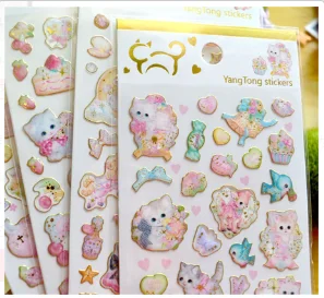 

Канцелярские наклейки Аlideco кошки 3D золотые