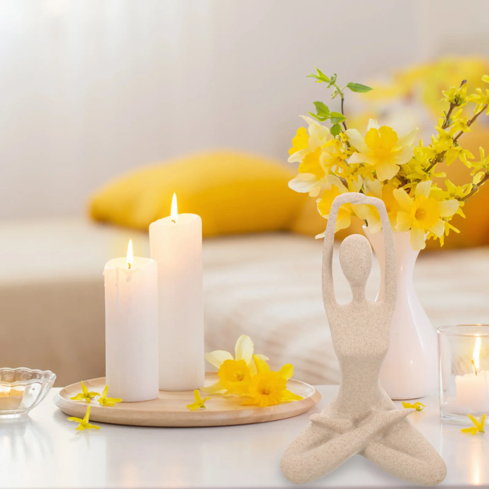 

Office Decore Meditation Table Yoga Household The Women Figurine Synthetic Resin Zen Style Ornament