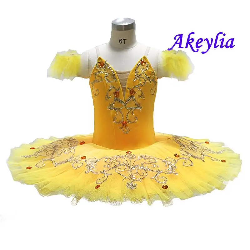 Yellow Professional Ballet Tutu Peach Costumes Pancake Tutu peach pancake tutu velvet Pink white performance costume BLST20048