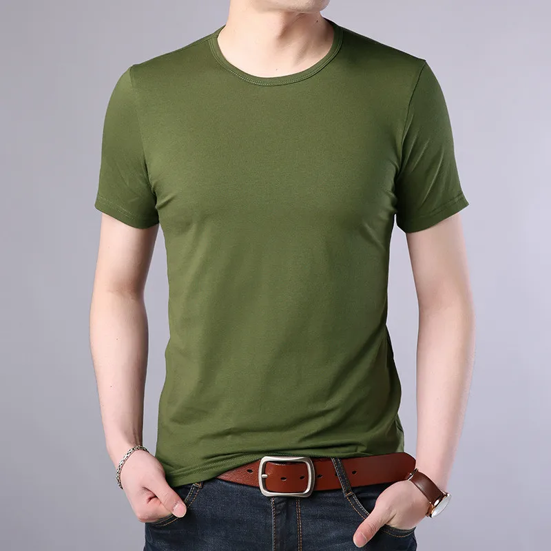 

5955- fashion simple solid color street style T-shirt short-sleeved t-shirt round neck men's t-shir