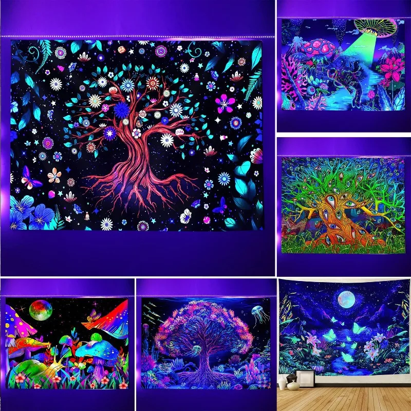 1 шт. флуоресцентный гобелен космонавта УФ-черный свет инопланетянин крутая