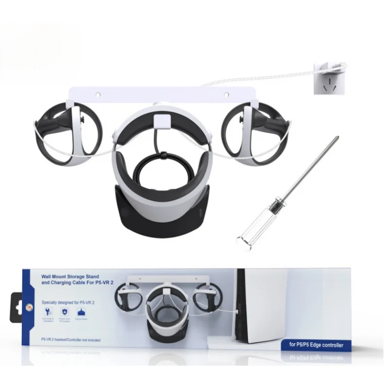 

For PSVR Helmet Handle with 2 in 1 Type-C USB Cable and Wall-Mounted Storage Bracket Psvr2 Storage Rack Set