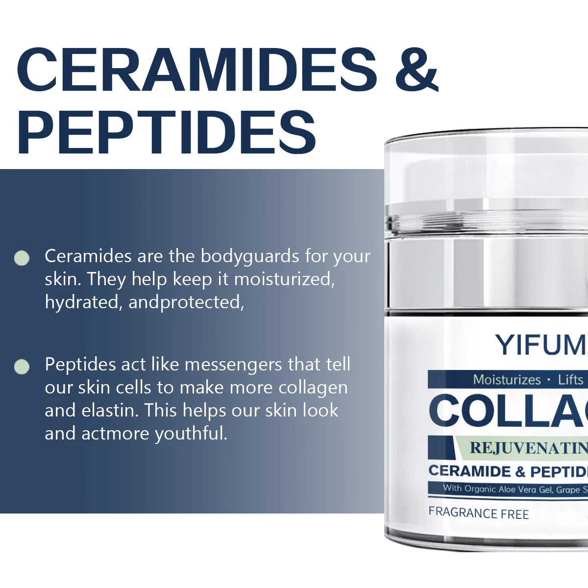 Фото Омолаживающий коллагеновый крем, укрепляющий лифтинг, против старения, морщин, дневной и ночной увлажняющий коллагеновый комплексный крем с пептидами №4