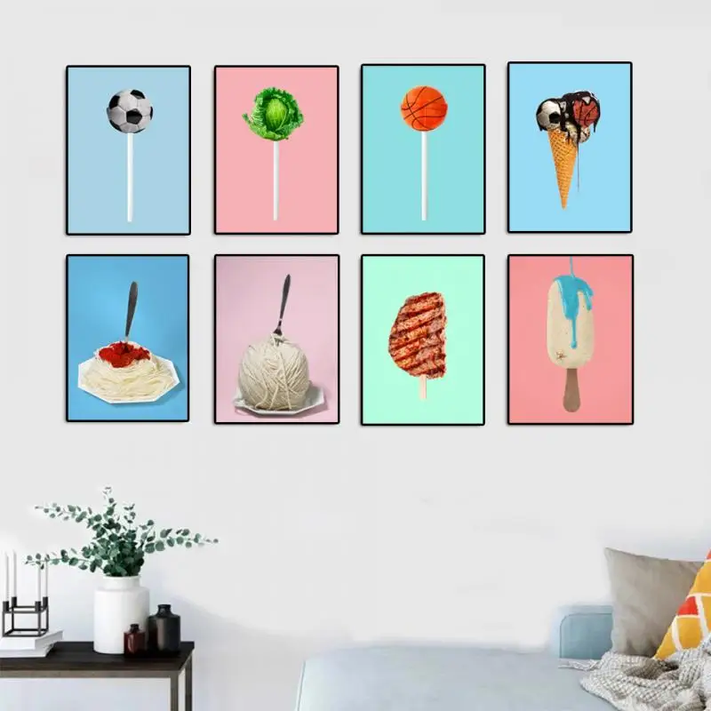 

Funny Spoof Food Poster Modern Wall Art Bright Colorful Canvas Painting Nordic Posters and Prints Wall Pictures Home Decoration