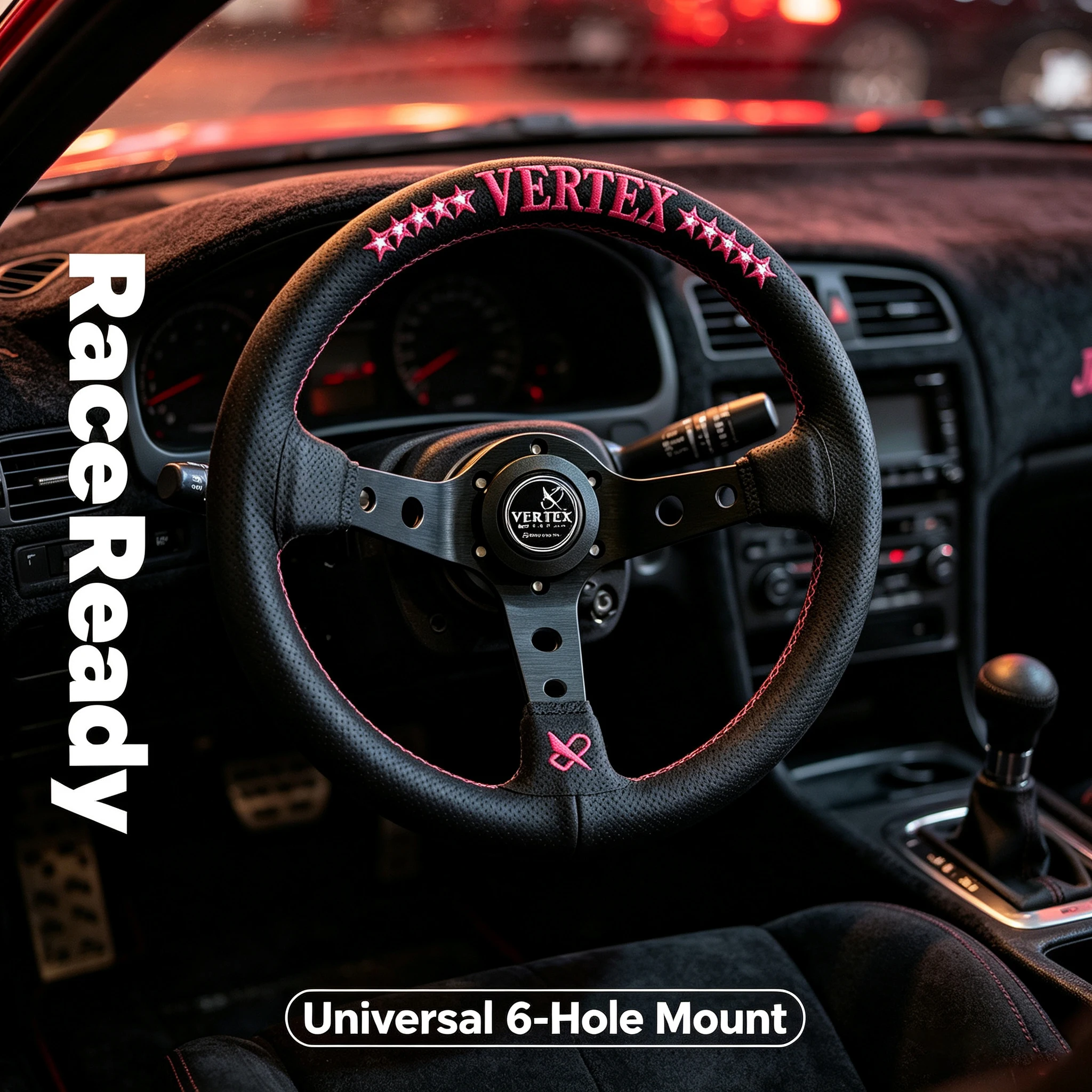Фото Руль для автосимулятора JDM Racing Drift, 320 мм, с вышивкой 10 звезд, глубина 90 мм, кожаный, универсальный №3