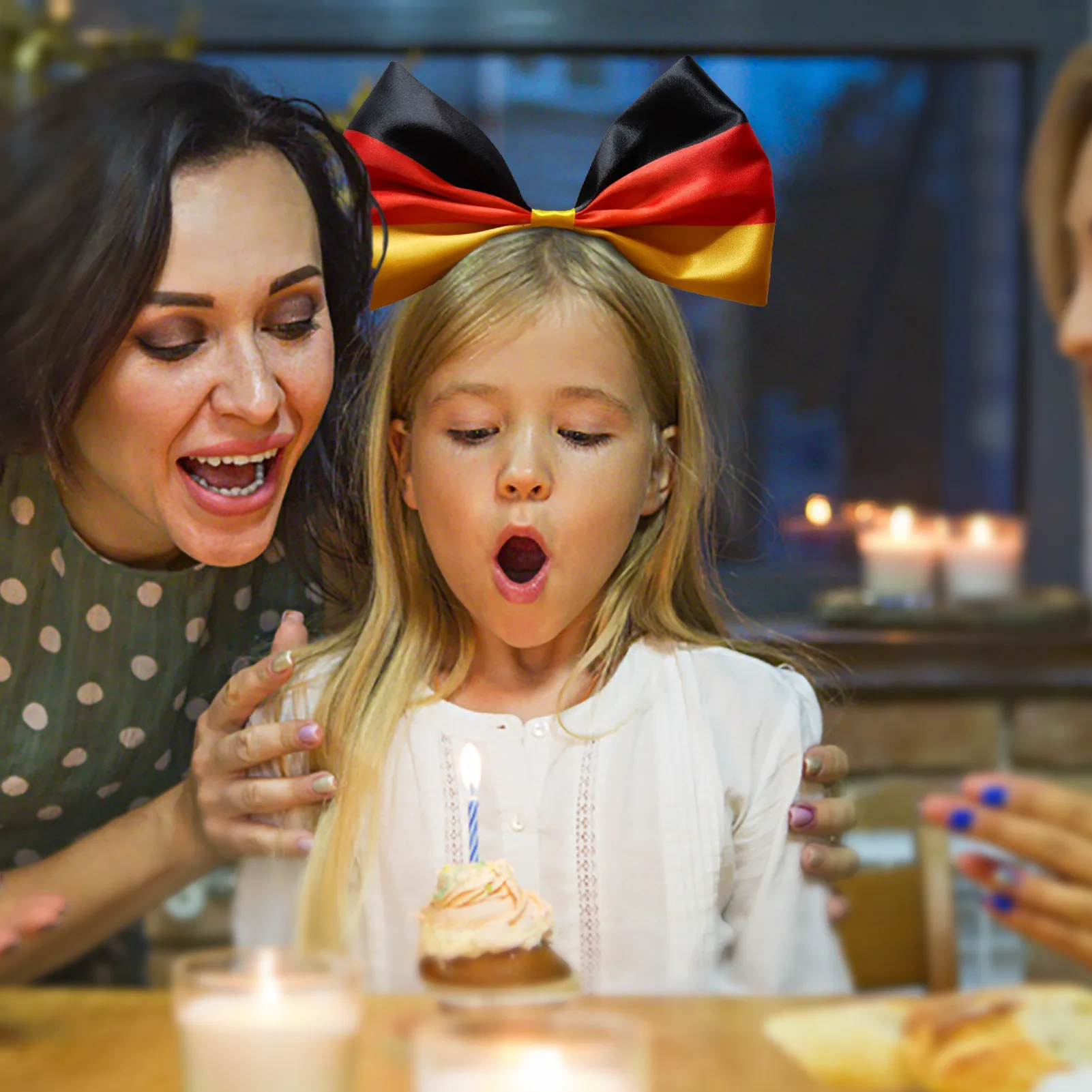 Наряд с немецким флагом: Бинты на голову для женщин. Классическое сочетание черного, красного и желтого цветов для патриотических аксессуаров волос на вечеринку.