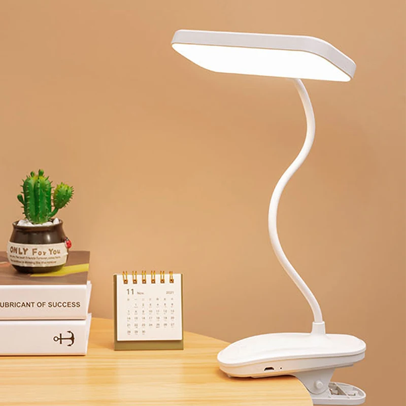 

Rechargeable Bedside Night Light for Study Reading Office Work 360° Flexible Table Lamp with Clip Stepless Dimming Led Desk Lamp