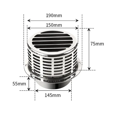150 мм 304 нержавеющая стальная крышка дымохода, наружная стена, дымоотвод, вытяжной колпак, воздуховыпускное отверстие, защитная крышка для крыши, вентиляционное отверстие, камины