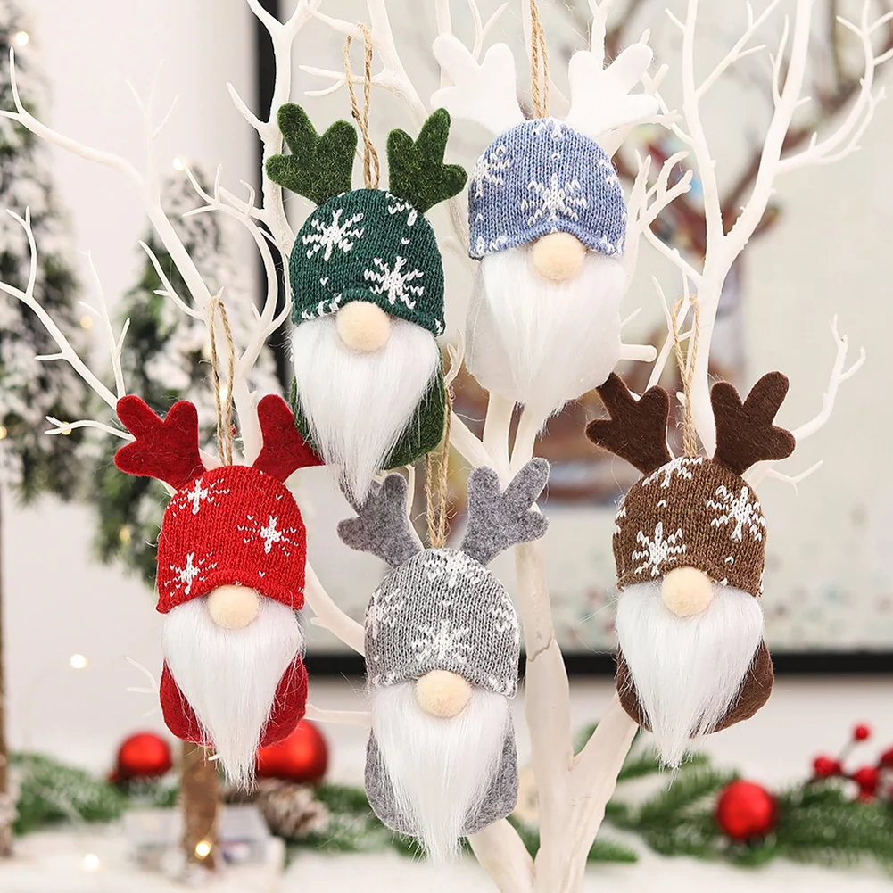 

5 шт. рождественские гномы плюшевая карликовая безлицевая кукла ручной работы шведские оленьи рожки вязаная шапка Рождественское украшение для елки подвесной Декор
