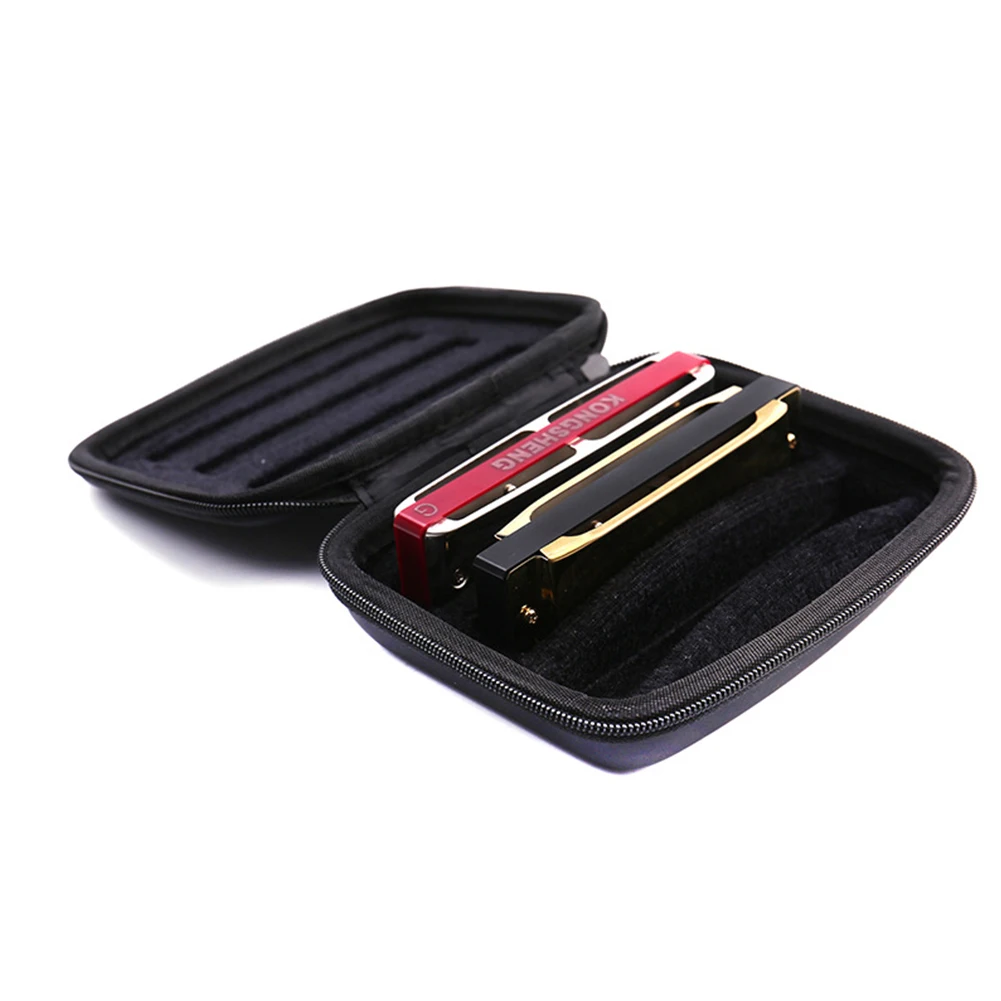 

Portable EVA 10 Holes Diatonic Harmonica Bag Storage Case For 3 Pcs Harmonicas Black Box Woodwind Musical Instruments Boxes