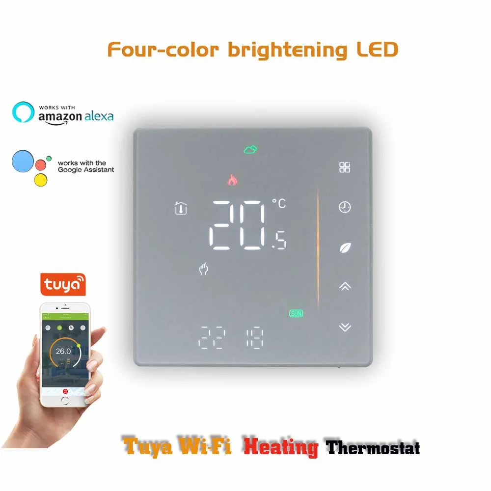 

24VAC 95-240VAC Water heating WIFI thermostat Tuya smart warm floor thermostat for Water Heating/ Electric Heating / Gas Boiler