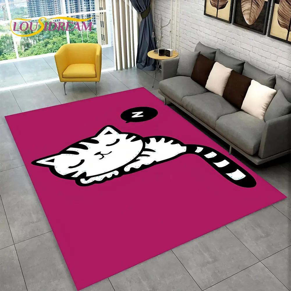 

Cute Cat Cartoon Area Rug,Carpet Rug for Living Room Children's Bedroom Sofa Doormat Decor,Kids Play Crawling Non-slip Floor Mat
