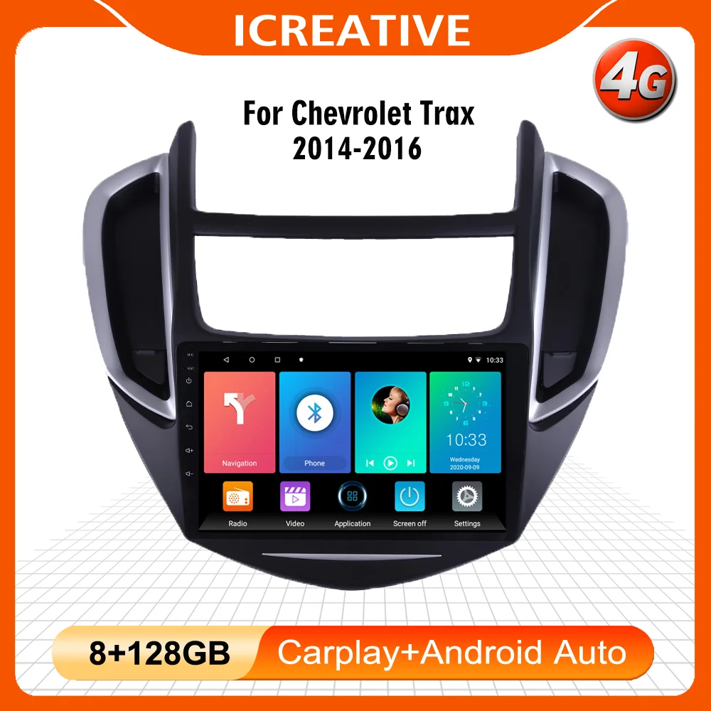 

2 Din Car Radio 9 Inch Touch Screen GPS Navigation Multimedia Player For Chevrolet Trax 2014-2016 Android 4G WiFi Carpaly BT