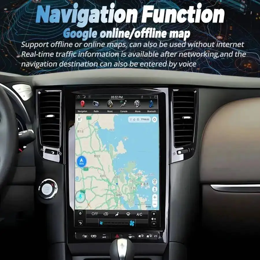 Фото Автомагнитола Android 15 с диагональю 14,5 дюймов для Infiniti FX35 FX37 FX45 FX50 QX70 2007-2013, с CarPlay, GPS-навигацией, HD-экраном и стереосистемой №5