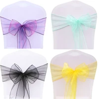 free shipping 25pcsset 32 colors organza chair sashes 7x108inch event ceremony party wedding chairs knot decoration chair bows