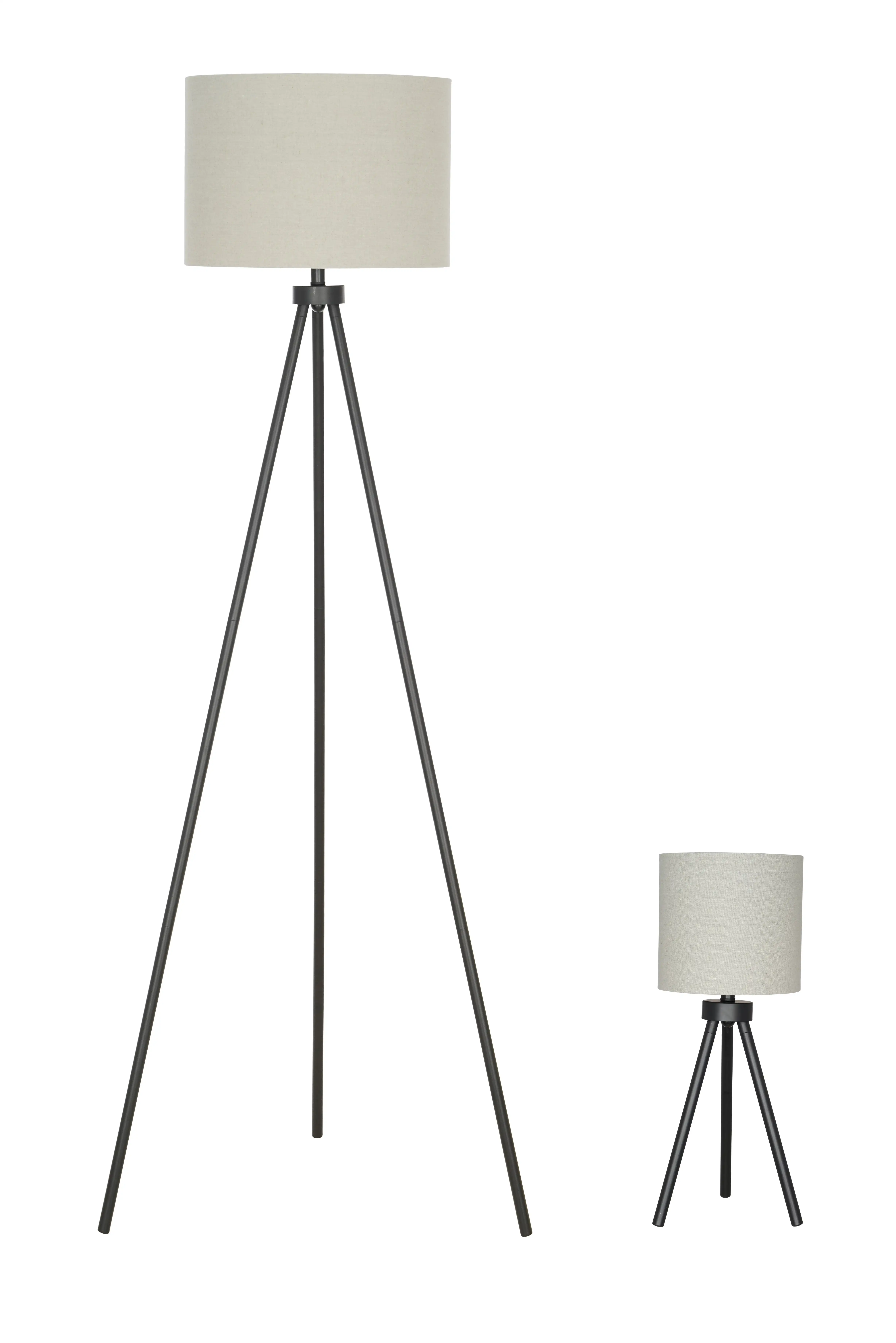 

Modern Tripod Table & Floor Lamp Set, Black