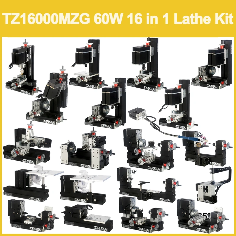 

60W Metal 16 in 1 Mini Lathe with Bow Arm/12000rpm Bow-arm 16in1 Machine Kit