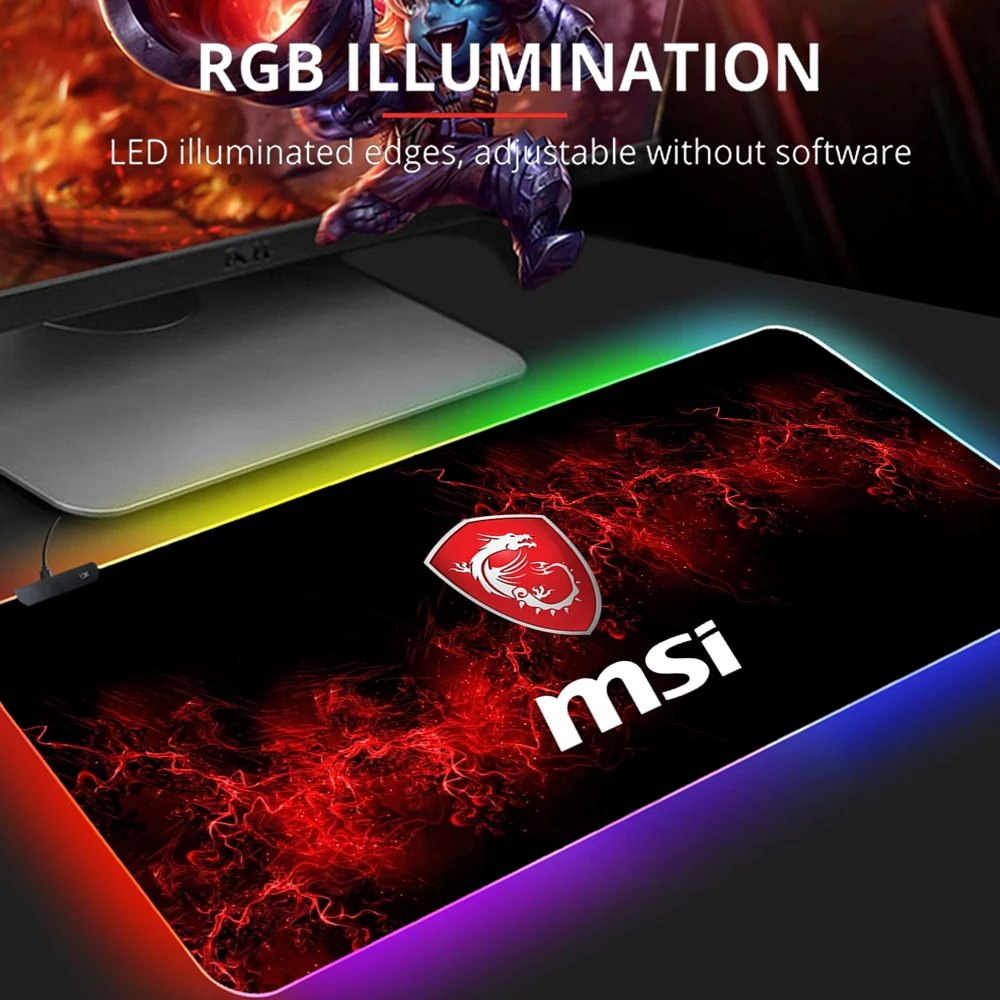 

MSI Mouse Pad RGB Mousepad Keyboard Gaming Carpet Backlit Mat Computer Pc Gaming Table Gamer Mausepad Desk Mat Protector Pad Diy