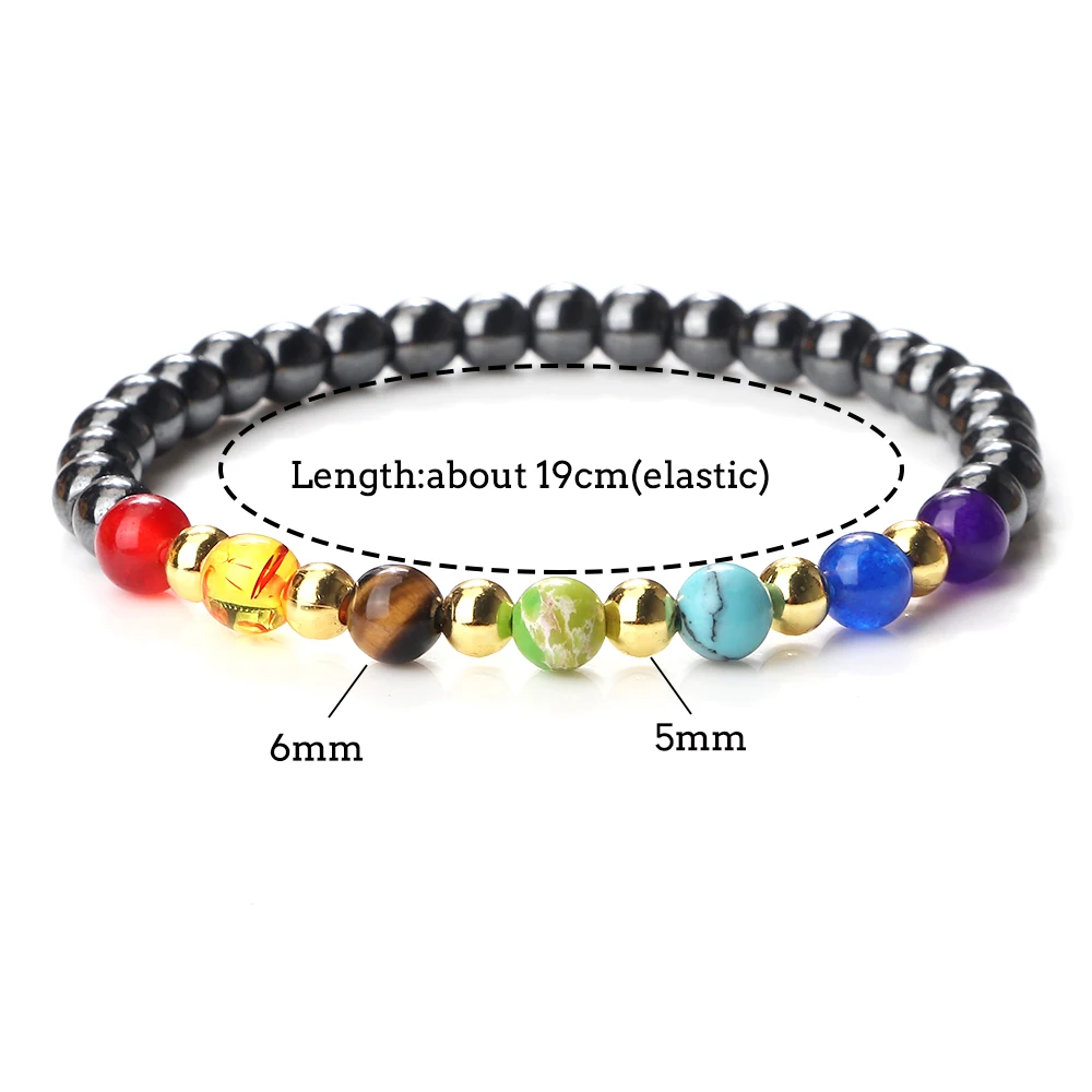Чакра рейки 6 мм натуральная лава тигровый глаз браслет из бисера для женщин и