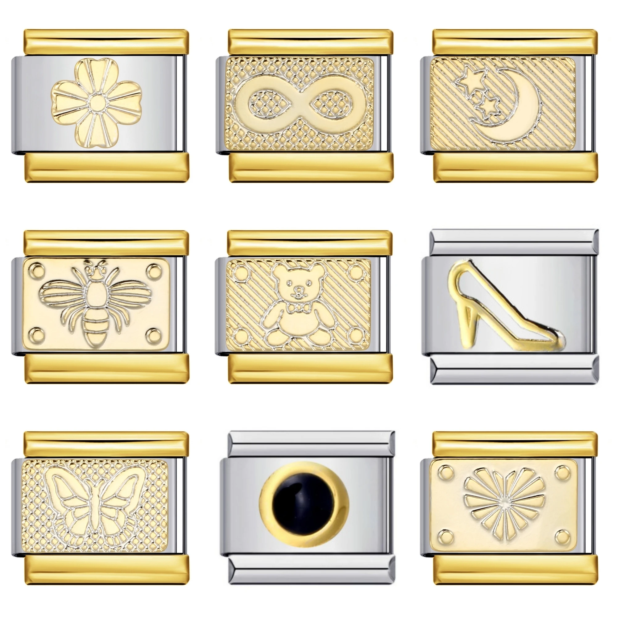 Золотая Корона Бчелы Бабочка Сердце Дизайн Итальянские Подвески Подходит 9 мм