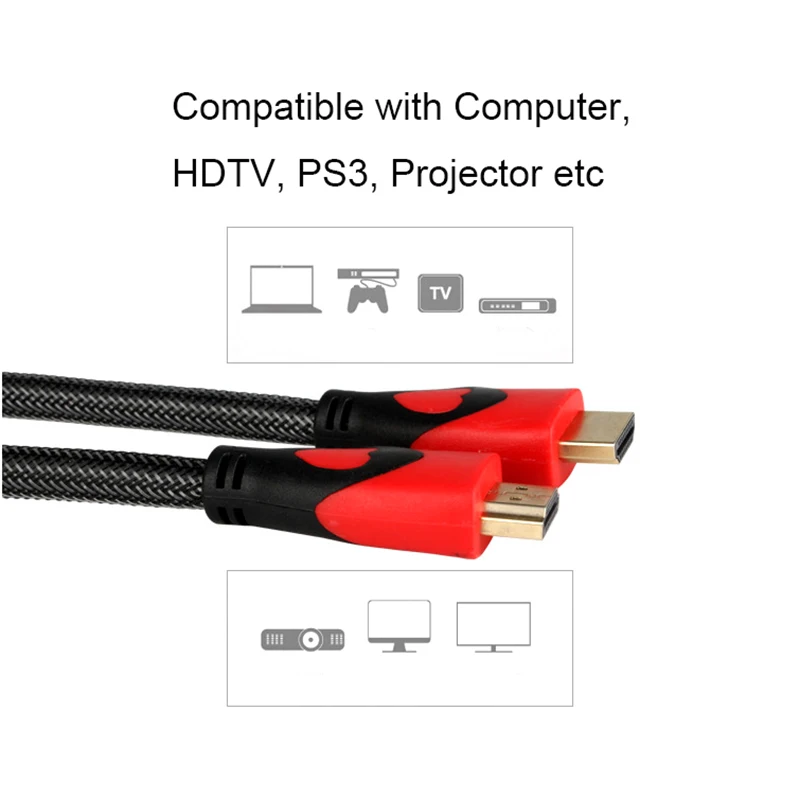 4K HDMI-совместимый кабель V1.4 из чистой меди штекер-штекер 24K позолоченный HD 1080P 3D для