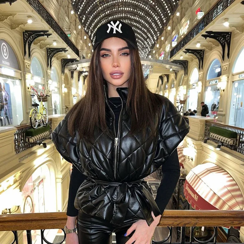 

Черный жилет с хлопковой подкладкой, теплое пальто, жилет на молнии, с воротником-стойкой, куртка 2022, Женское зимнее пальто без рукавов