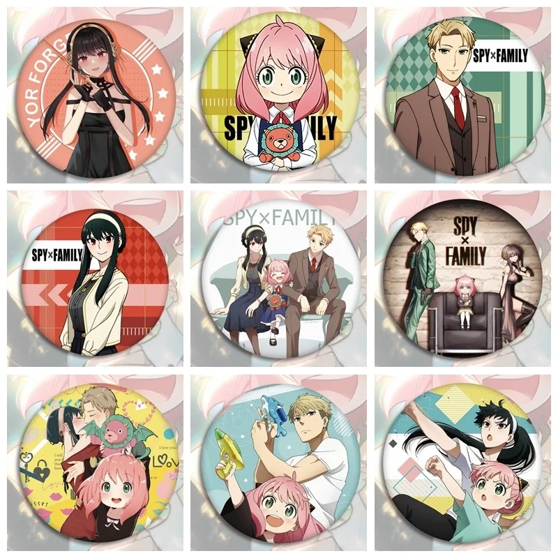 

Hot Animation SPY X FAMILY Badge Round Acrylic Pins DIY Clothes Cases and Bags anime Girls Collect Broaches Around Them Gifts