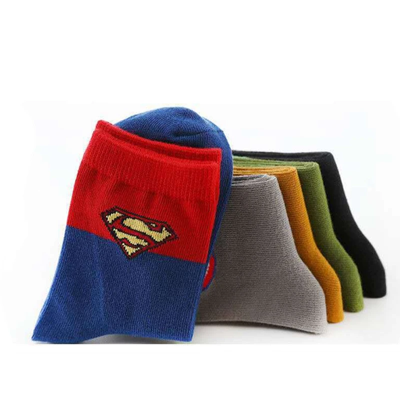 50 Pairs Cartoon Hero Series Socks Sweat Absorbent Casual Middle Tube Boy Girl Baby Middle Children Socks Spring Autumn Winter