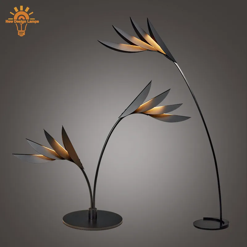 

Nordic Floor Lamp Designer Room Decor Living Room Floor Lamp Villa Flamingo Leaf-shaped Table Lamp Standing Light Black