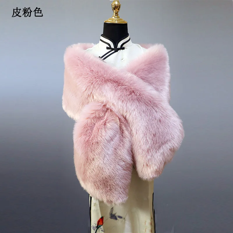 Autumn and winter cheongsam shawl accessories warm imitation fur stage show with scarf shoulder plush wide shawl
