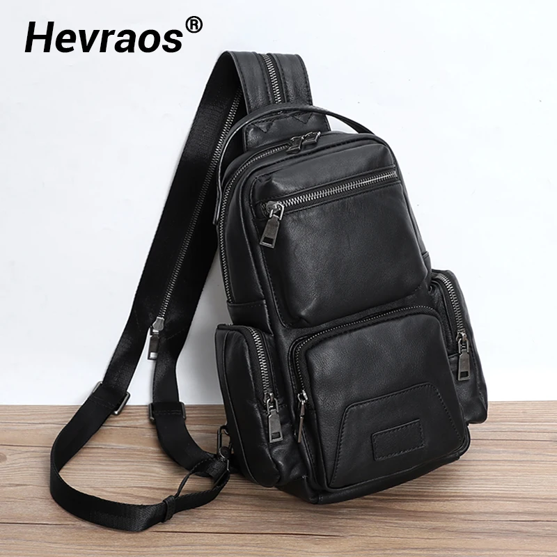 

2022 New Fashion Genuine Leather Crossbody Bags for Men Chest Bag Pack Bag Waterproof Single Shoulder Strap Pack Bag Messenger