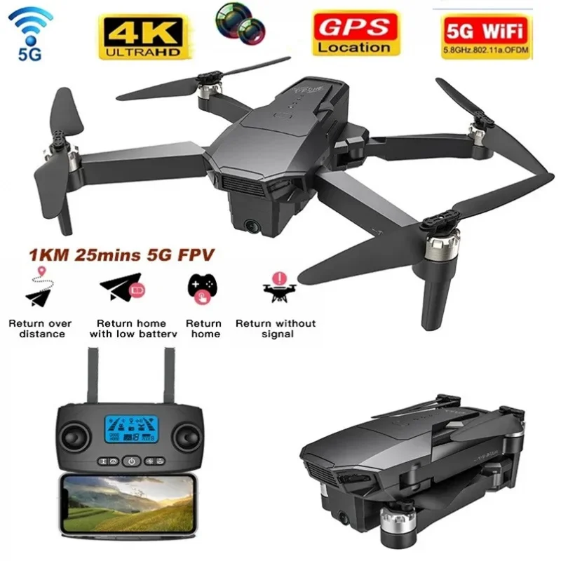 

New 5G Wifi FPV Brushless Motor RC Quadcopter 4K HD Dual Camera professional GPS Drone 25min 1.5km VS F11 SG907 PRO