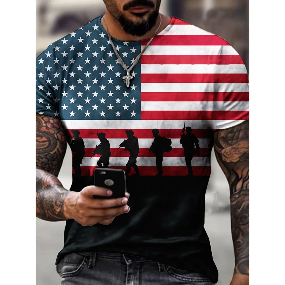 

CLOOCL American Independence Day Flag T-Shirt 3D Printed Graphics T-Shirt Men Women Tees Short Sleeve Casual Street O-Neck Tops