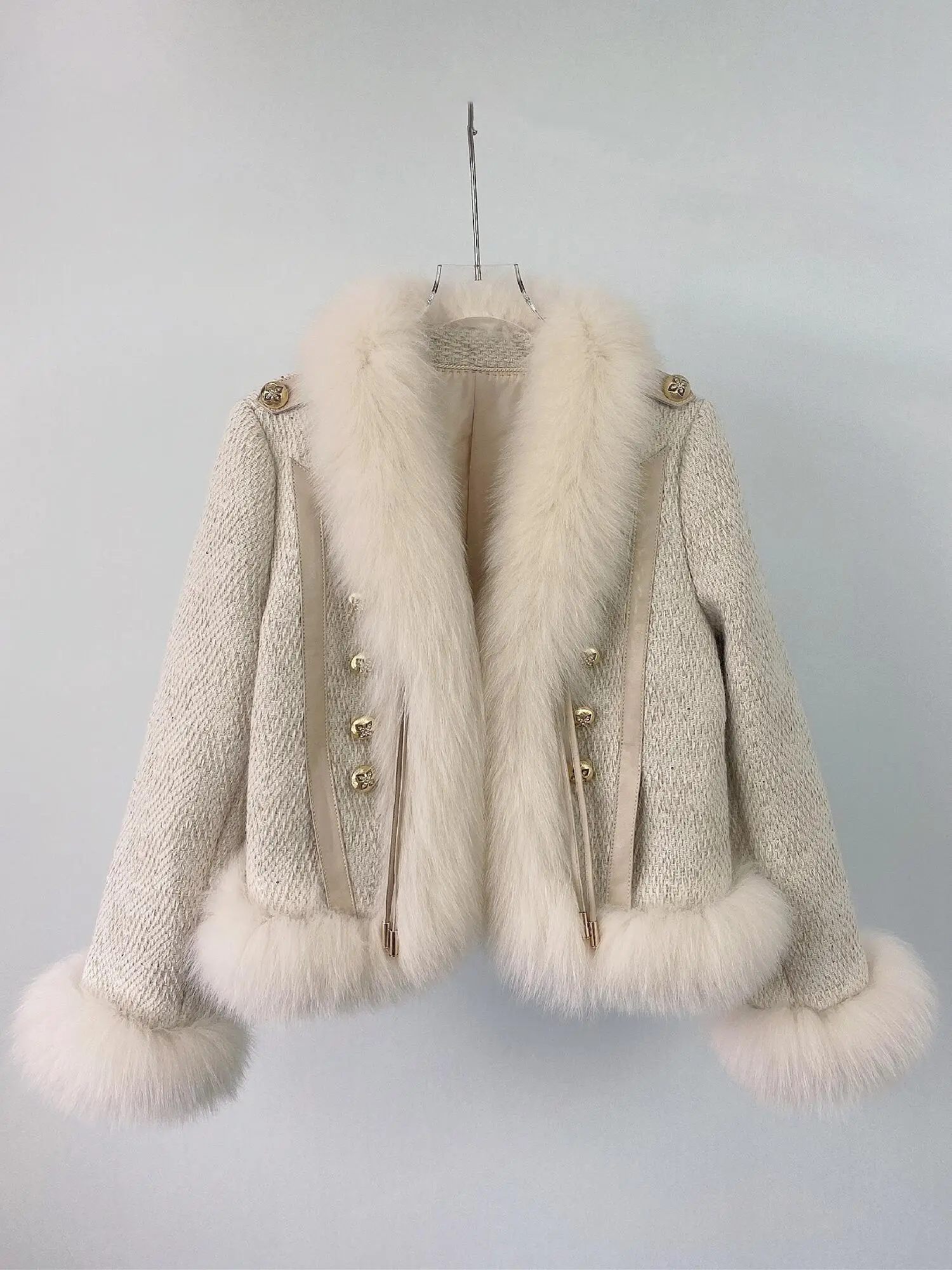 Woolen Imported Whole Leather Fox Fur Coat Female 2022 Autumn and Winter New Long Sleeve Double-faced Fur Jacket Woman Young