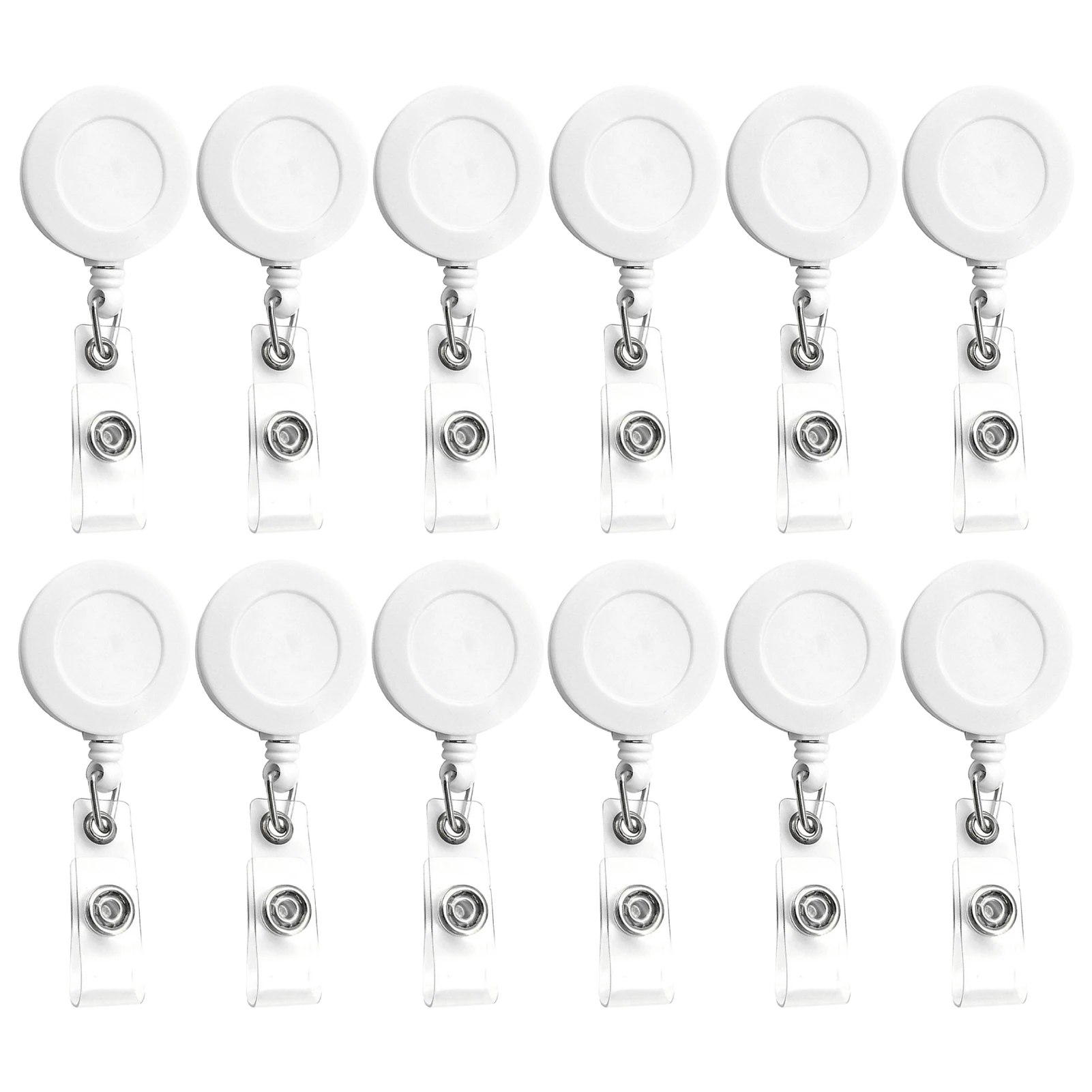 

12pcs Gift Office Swivel Alligator Clip Teacher Student Card Reel ID Badge Holder Doctor With Clear Strap Portable Retractable