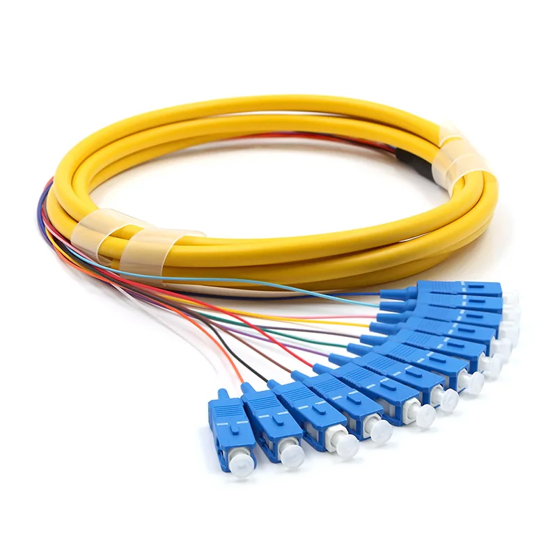 

10Pcs 12 Core Fiber Optic Pigtail Singlemode SM 9/125 SC/UPC Fan-out Distribution Cable, 1M/1.5M/2M