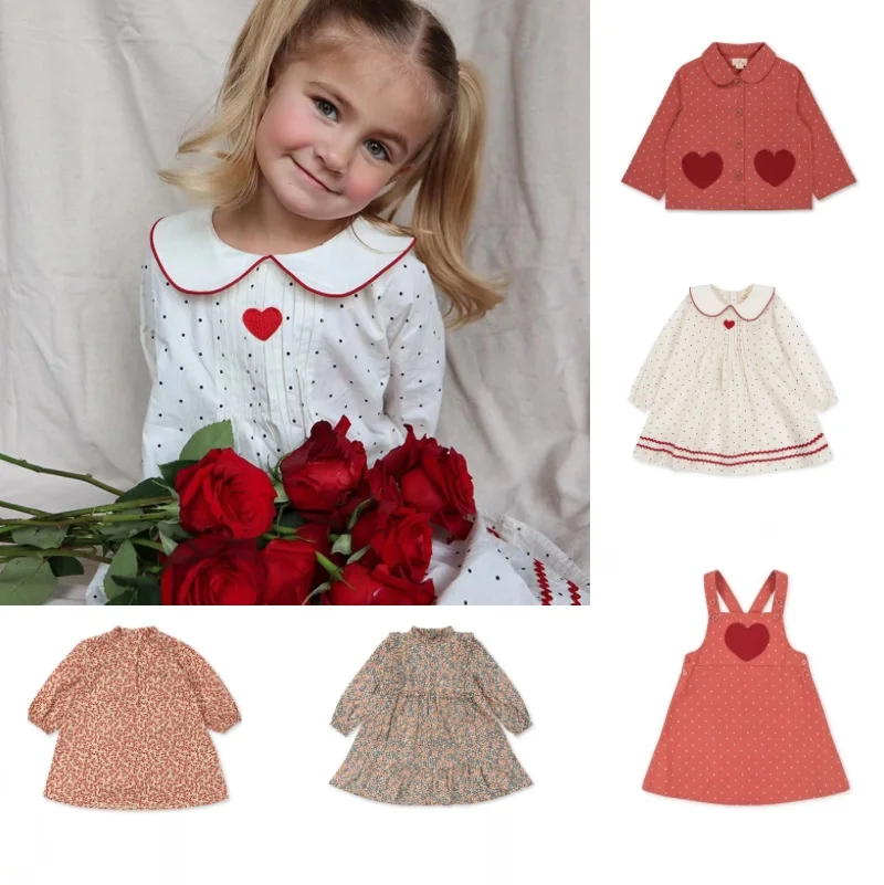 

Girls' Dresses 2023 Spring And Summer White Doll Collar Dresses Cotton Fashion Cute Girls' Straps Dresses Children's Clothing