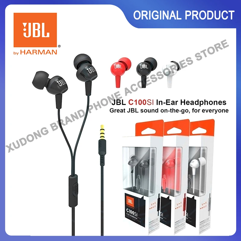 

Original JBL C100Si 3.5mm Wired In Ear Headphones Stereo Earbuds Sports Earphones Deep Bass Sound Headset With Mic Handsfree